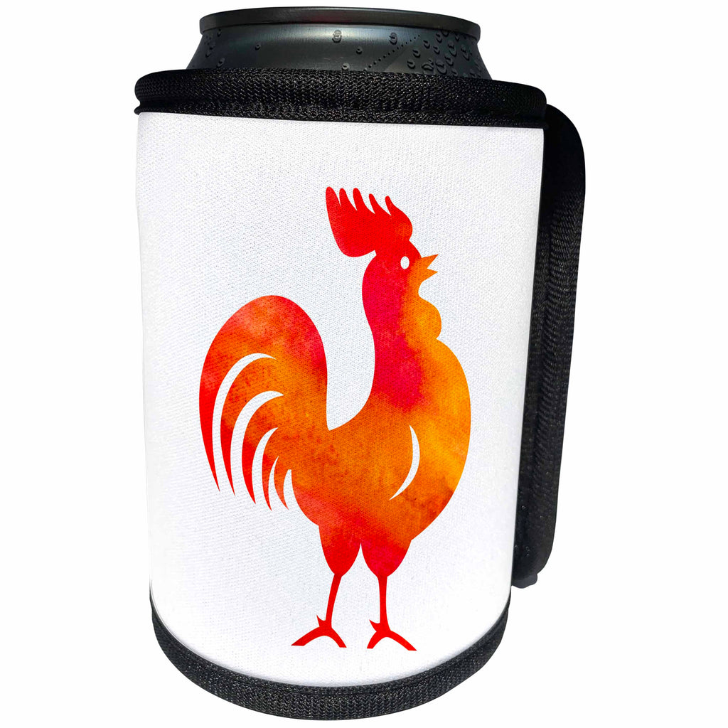 3dRose Russ Billington Designs - Watercolor Red Rooster Chinese New Year - Can Cooler Bottle Wrap (cc_255203)