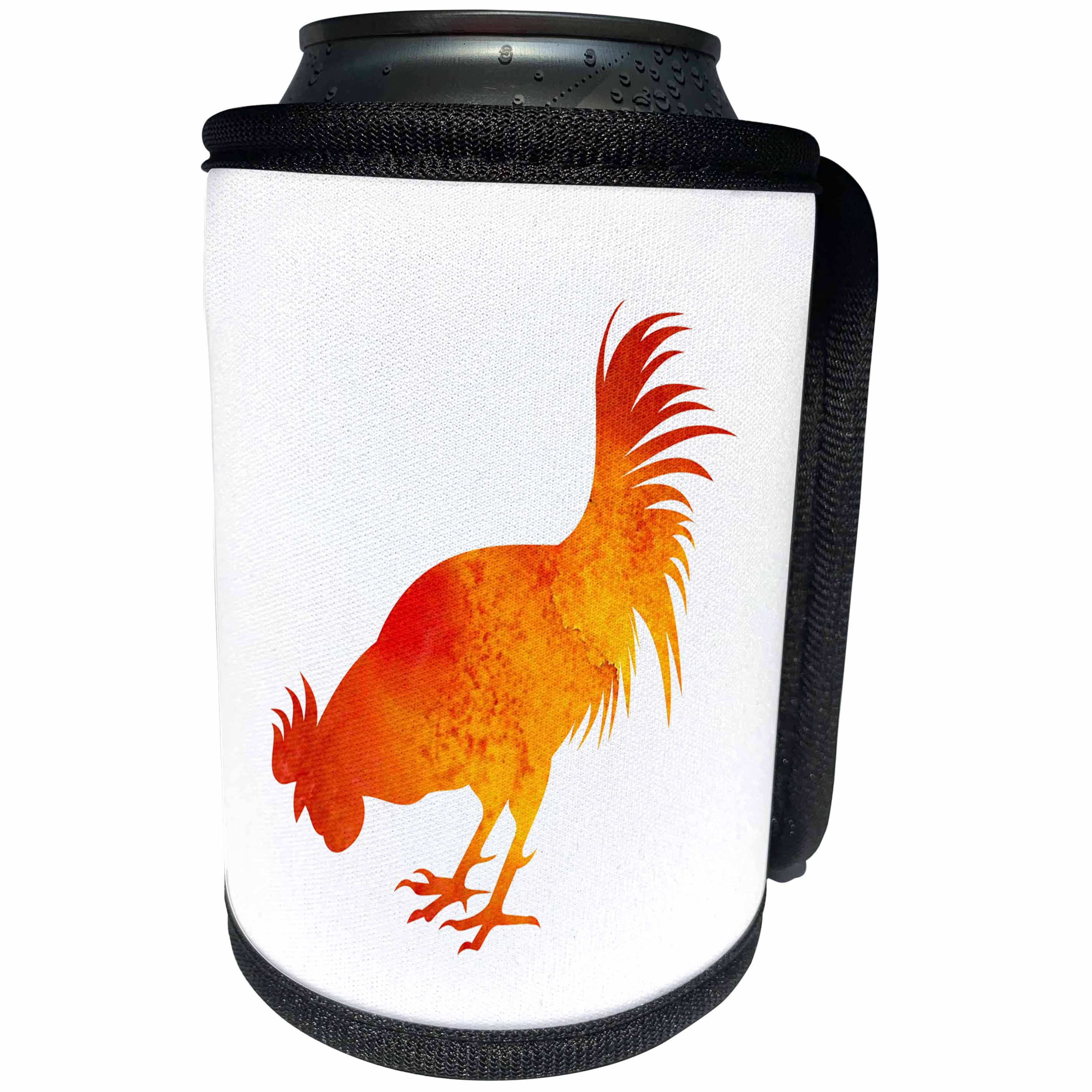 3dRose Russ Billington Designs - Chinese New Year- Red Orange Watercolor Rooster - Can Cooler Bottle Wrap (cc_255204)