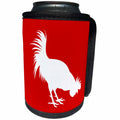 3dRose Russ Billington Designs - Chinese New Year- White Rooster on Red Background - Can Cooler Bottle Wrap (cc_255218)
