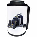 3dRose Boehm Graphics Trucking - Black Semi Truck In Three Quarter View with Full Lights On - Can Cooler Bottle Wrap (cc_255223)