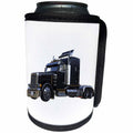 3dRose Boehm Graphics Trucking - Black Semi Truck In Three Quarter View - Can Cooler Bottle Wrap (cc_255224)