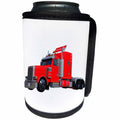 3dRose Boehm Graphics Trucking - Red Semi Truck In Three Quarter View - Can Cooler Bottle Wrap (cc_255230)