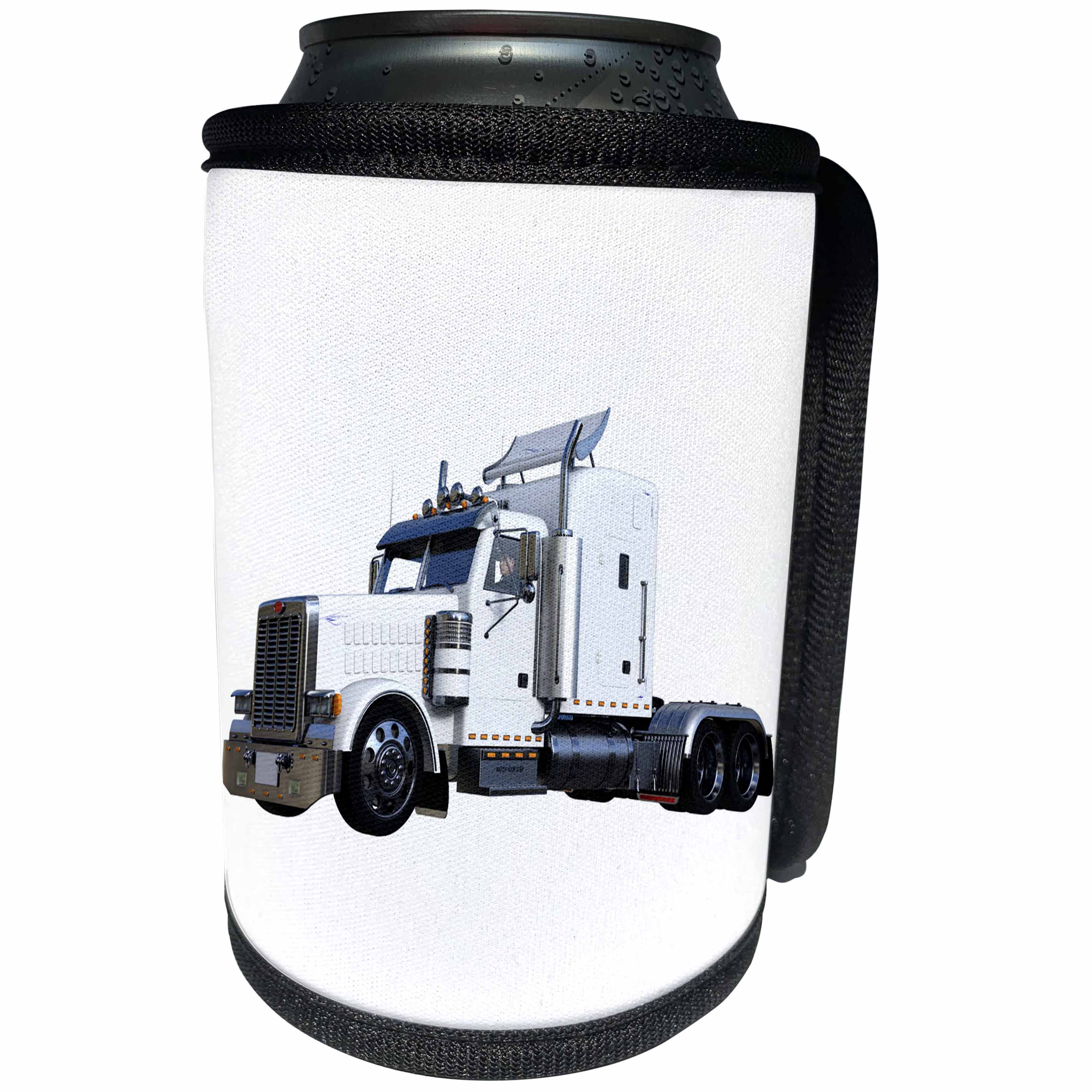 3dRose Boehm Graphics Trucking - White Semi Truck In Three Quarter View - Can Cooler Bottle Wrap (cc_255231)