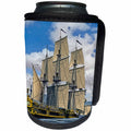 3dRose Boehm Graphics Ship - Black Corvette Sailing Ship Sailing Away to the Right in Rough Water - Can Cooler Bottle Wrap (cc_255232)