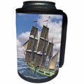 3dRose Boehm Graphics Ship - Green Corvette Sailing Ship Sailing Away to the Left in Rough Water - Can Cooler Bottle Wrap (cc_255237)