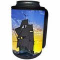 3dRose Boehm Graphics Ship - Green Corvette Sailing Ship Sailing to the Right Front at Sunrise - Can Cooler Bottle Wrap (cc_255238)