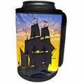 3dRose Boehm Graphics Ship - Green Corvette Sailing Ship Sailing Away to the Right at Sunrise - Can Cooler Bottle Wrap (cc_255239)