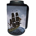 3dRose Boehm Graphics Ship - Green Corvette Sailing Ship Sailing Away to the Right in A Storm - Can Cooler Bottle Wrap (cc_255240)