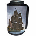 3dRose Boehm Graphics Ship - Green Corvette Sailing Ship Sailing Away to the Right in Heavy Fog - Can Cooler Bottle Wrap (cc_255241)