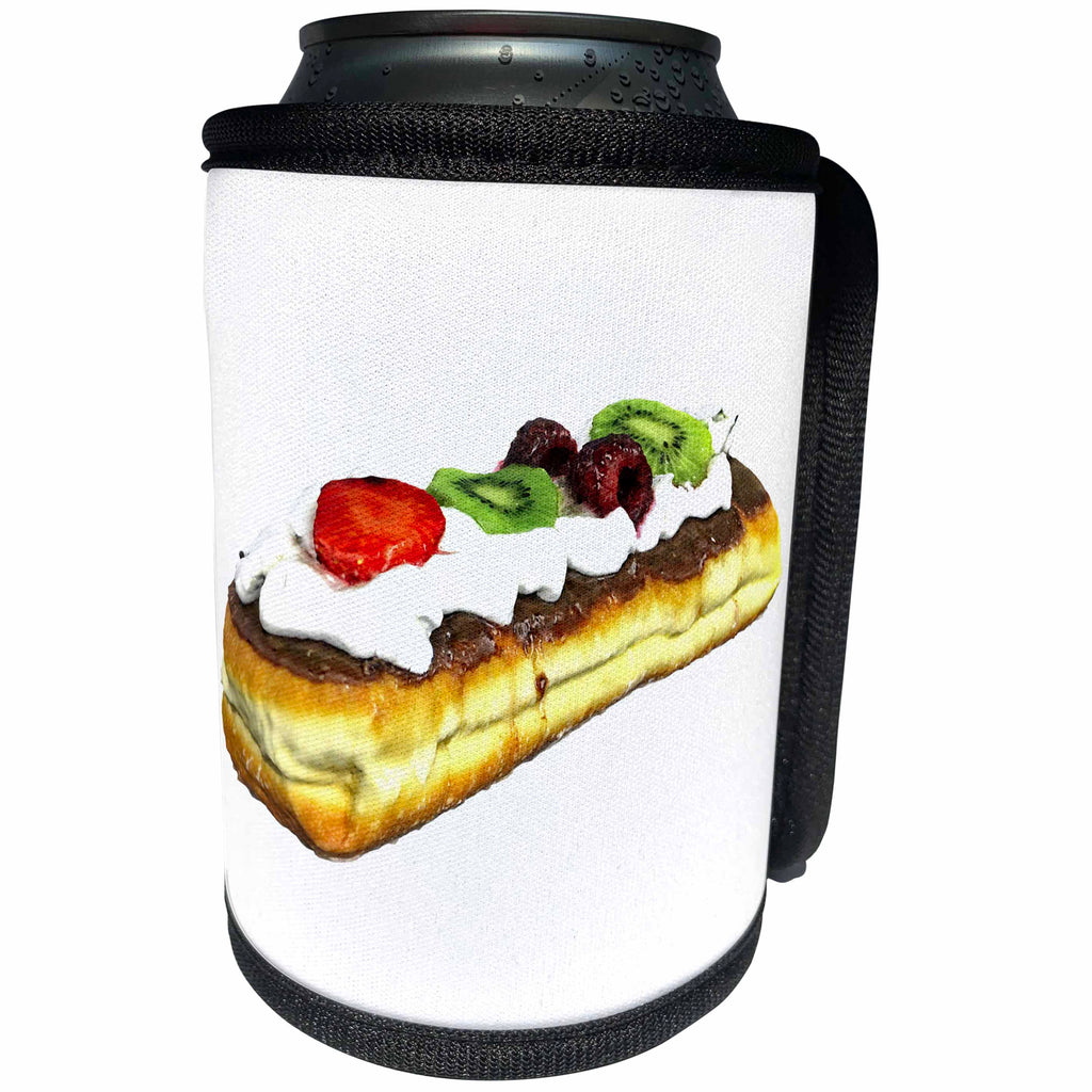 3dRose Boehm Graphics Food - Chocolate Eclair with Fruit Topping - Can Cooler Bottle Wrap (cc_255243)