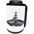 3dRose Boehm Graphics Cartoon - Cartoon Couple at A Fountain - Can Cooler Bottle Wrap (cc_255252)