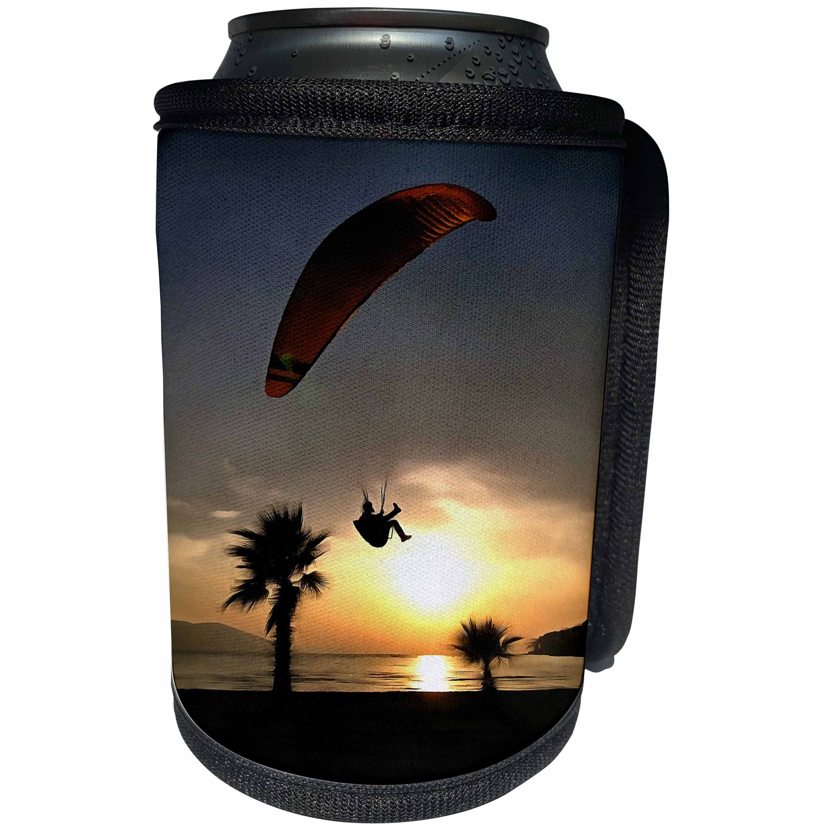 3dRose Taiche - Acrylic Painting - Paragliding - Dropzone At Dusk - Can Cooler Bottle Wrap (cc_255264)