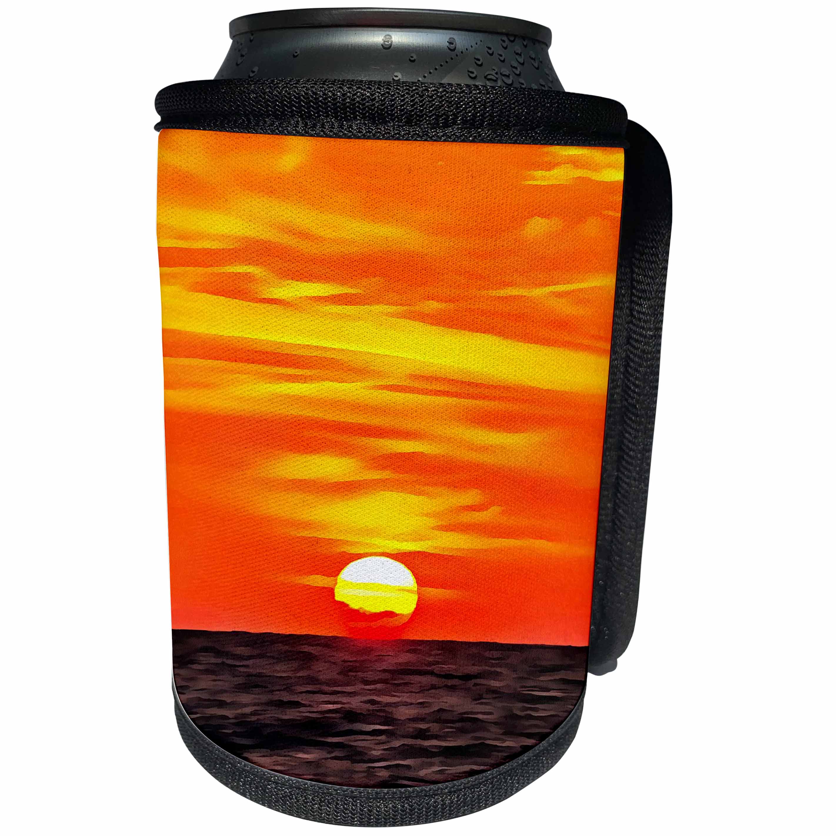 3dRose Taiche - Acrylic Painting - Sunset - Orange Sunset - Can Cooler Bottle Wrap (cc_255266)