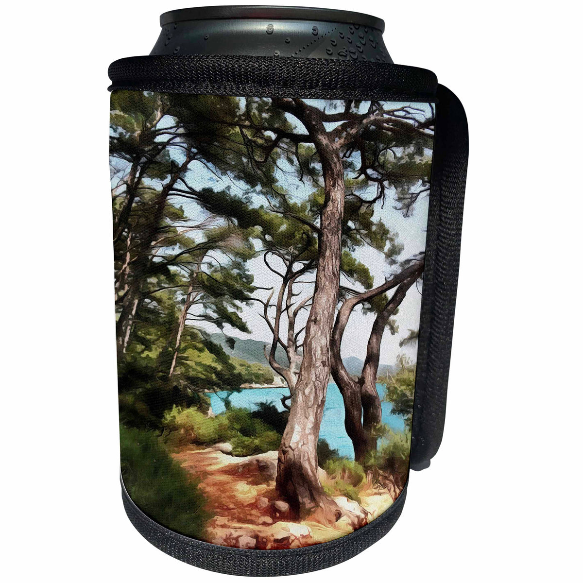 3dRose Taiche - Acrylic Painting - Trees - Explore Dream Discover - Can Cooler Bottle Wrap (cc_255281)