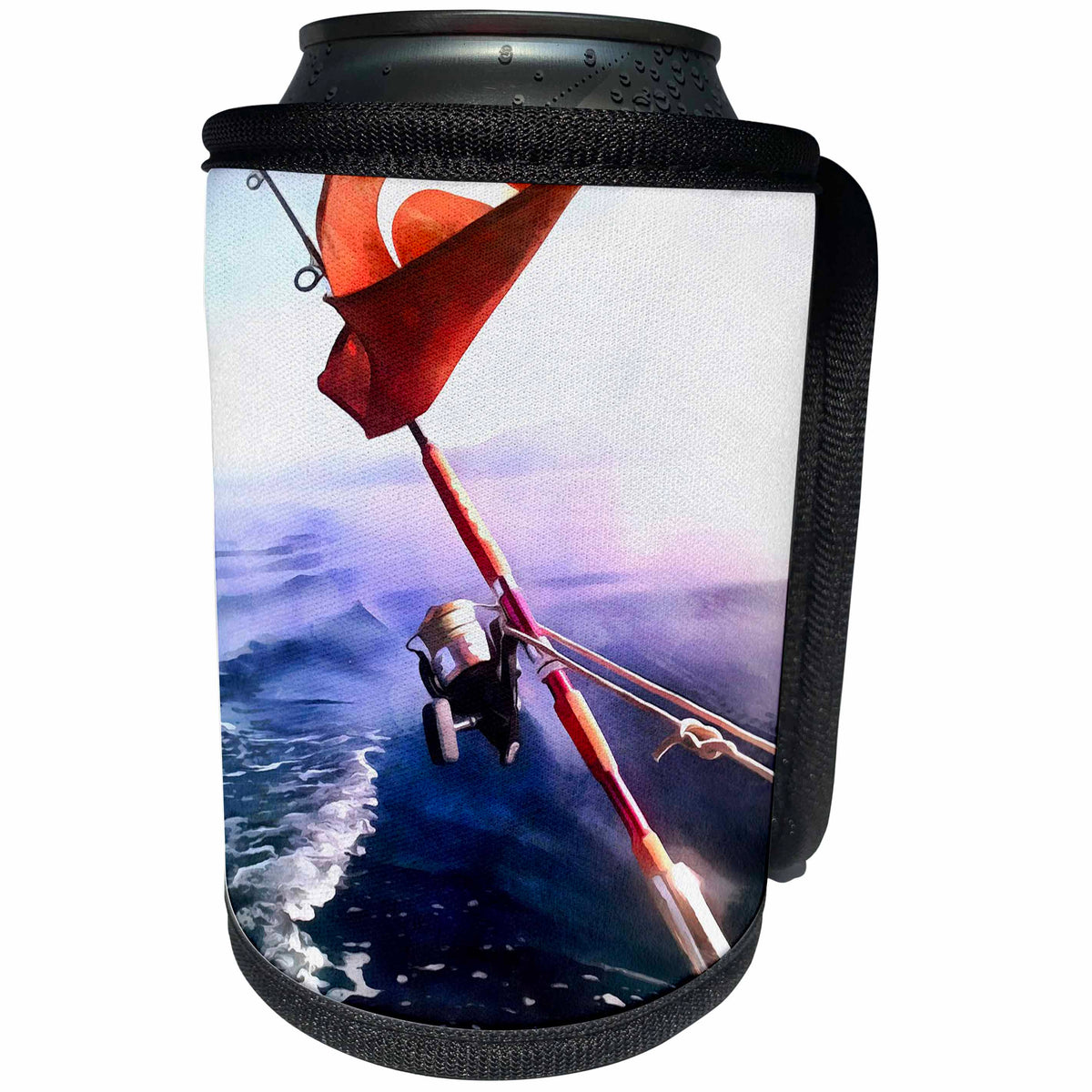 3dRose Taiche - Acrylic Painting - Fishing Rod - It Is Reel Gone Fishing - Can Cooler Bottle Wrap (cc_255282)