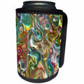 3dRose Florene Abstract Watercolors - Image Of Painted Maze Of Aqua Yellow and Peach - Can Cooler Bottle Wrap (cc_255298)