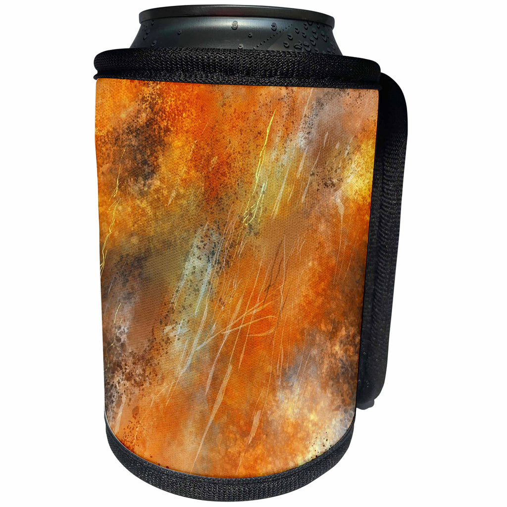 3dRose Florene Abstract Watercolors - Image Of Abstract Orange and Brown Irregular Pattern - Can Cooler Bottle Wrap (cc_255302)