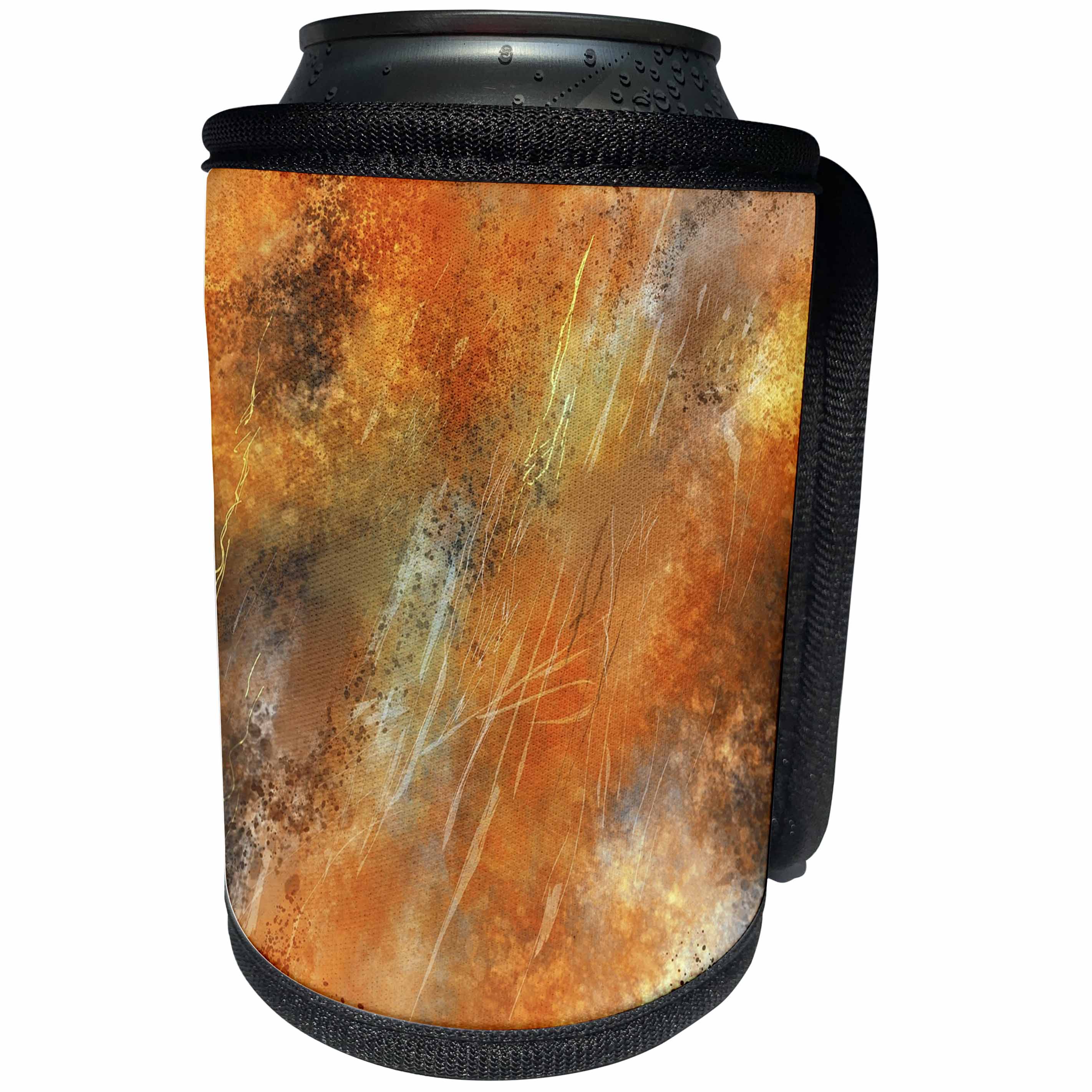 3dRose Florene Abstract Watercolors - Image Of Abstract Orange and Brown Irregular Pattern - Can Cooler Bottle Wrap (cc_255302)