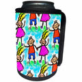 3dRose Florene Childrens Art V - Image Of Watercolor Cartoon Of Kids Holding Hands - Can Cooler Bottle Wrap (cc_255311)