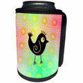 3dRose Florene Childrens Art V - Image Of Watercolor Blackbird On Green Yellow Pink - Can Cooler Bottle Wrap (cc_255312)