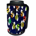 3dRose Florene Childrens Art V - Image Of Adorable Bumble Bee Repeat Pattern Multicolor - Can Cooler Bottle Wrap (cc_255314)