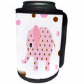 3dRose Florene Childrens Art V - Image Of Cute Pink n Brown Cartoon Elephant on Match Dots - Can Cooler Bottle Wrap (cc_255322)