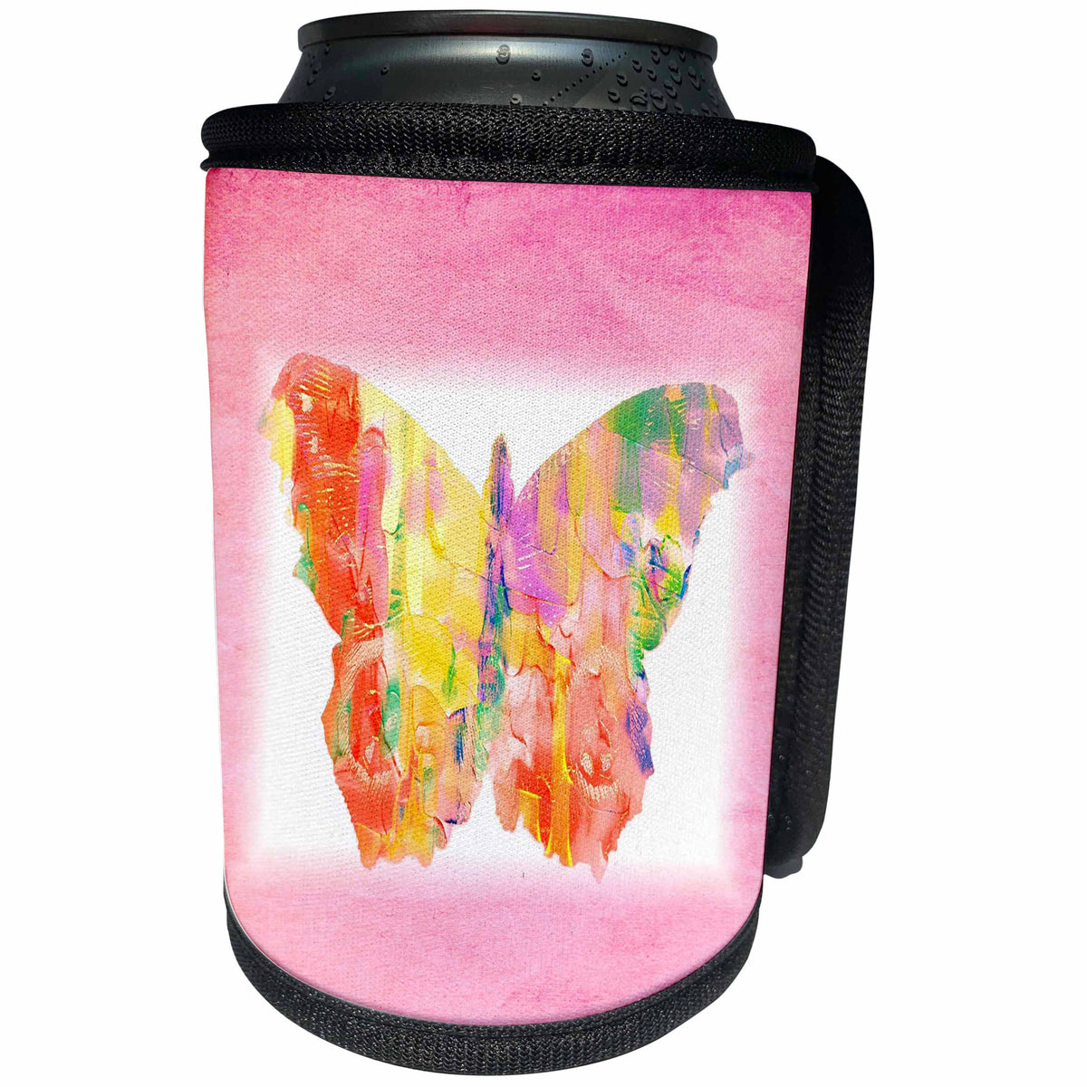 3dRose Florene Childrens Art V - Image O Painted Childrens Watercolor Butterfly - Can Cooler Bottle Wrap (cc_255325)