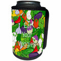 3dRose Florene Childrens Art V - Image Of Painted Cartoon Vegetables With Eat Your Veggies - Can Cooler Bottle Wrap (cc_255329)