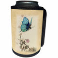 3dRose Florene Fairies And Fantasy - Image Of Butterfly Girl and Flowers In Vintage Style - Can Cooler Bottle Wrap (cc_255331)