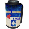 3dRose Florene Jewish Themes - Image Of I Love Israel Grunge Painting - Can Cooler Bottle Wrap (cc_255333)