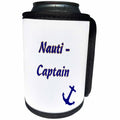 3dRose Florene Nautical Décor - Image Of Words Nauti Captain With Navy Anchor - Can Cooler Bottle Wrap (cc_255335)