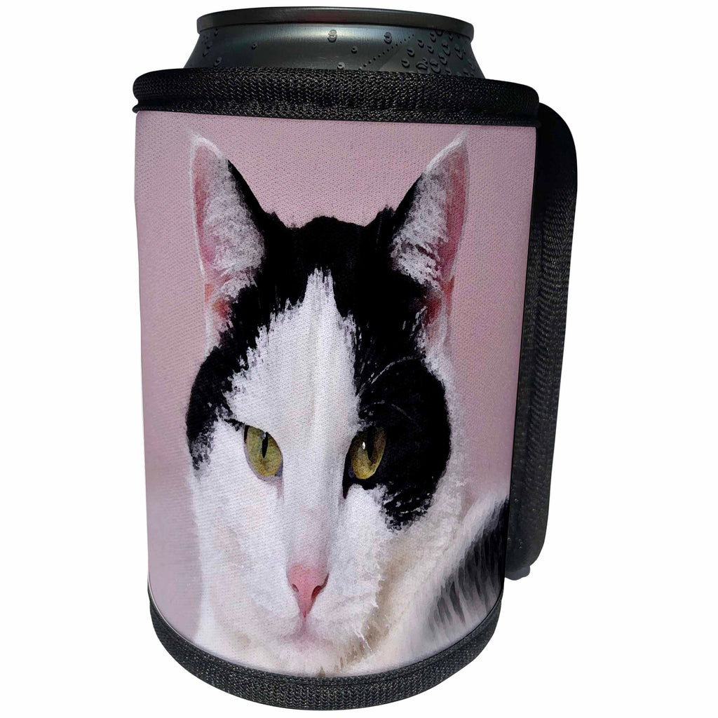 3dRose Painting of a Tuxedo Cat - Image of Painting Of Tuxedo Cat - Can Cooler Bottle Wrap (cc_255364)