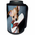 3dRose Dog Chihuahua with Slipper - Image of Cute Chihuahua With Slipper In Mouth - Can Cooler Bottle Wrap (cc_255366)