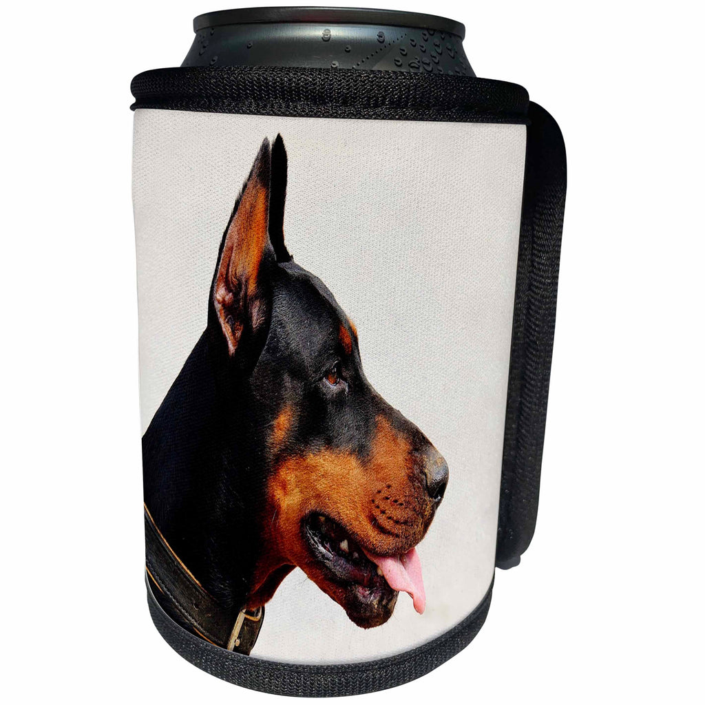 3dRose Dog Doberman - Image of Doberman Side Profile Portrait - Can Cooler Bottle Wrap (cc_255373)