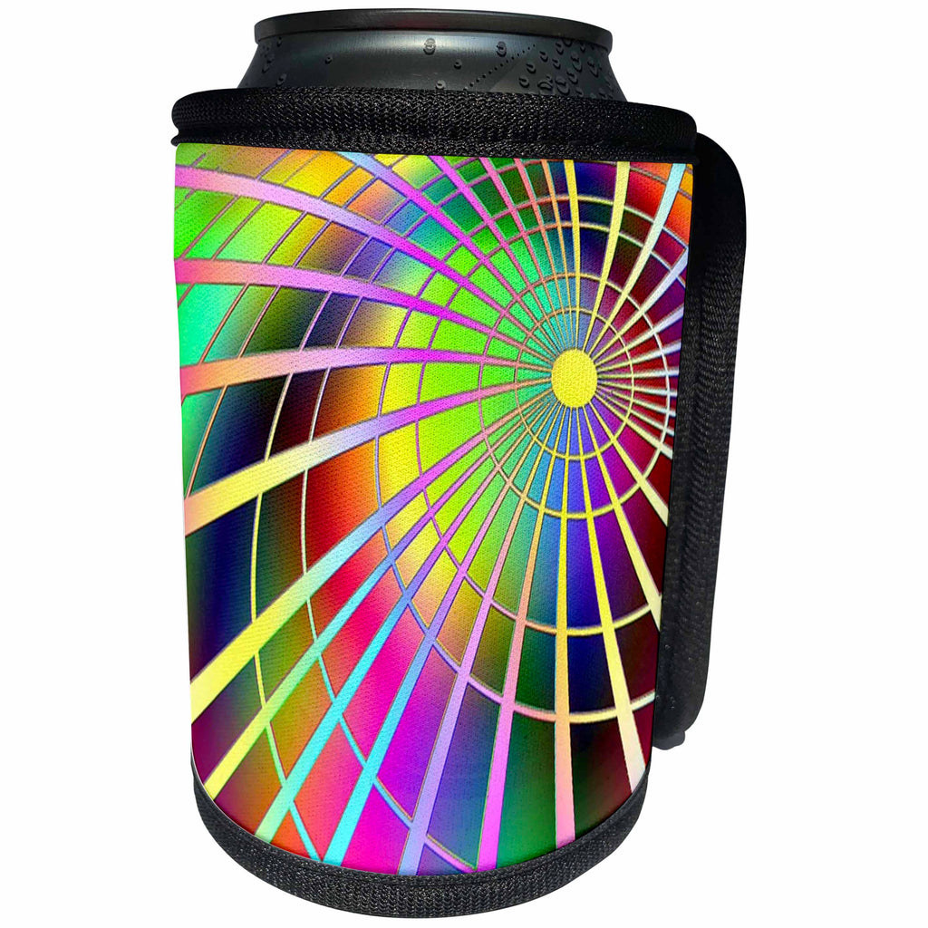 3dRose Neon Spiral - Image of Neon Spiral - Can Cooler Bottle Wrap (cc_255376)