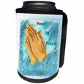 3dRose Praying Hands - Image of Praying Hands With Words Power Of Prayer - Can Cooler Bottle Wrap (cc_255377)