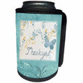 3dRose Special Thank you - Image of Scrolly Aged Aqua With Butterfly And Thank You - Can Cooler Bottle Wrap (cc_255381)
