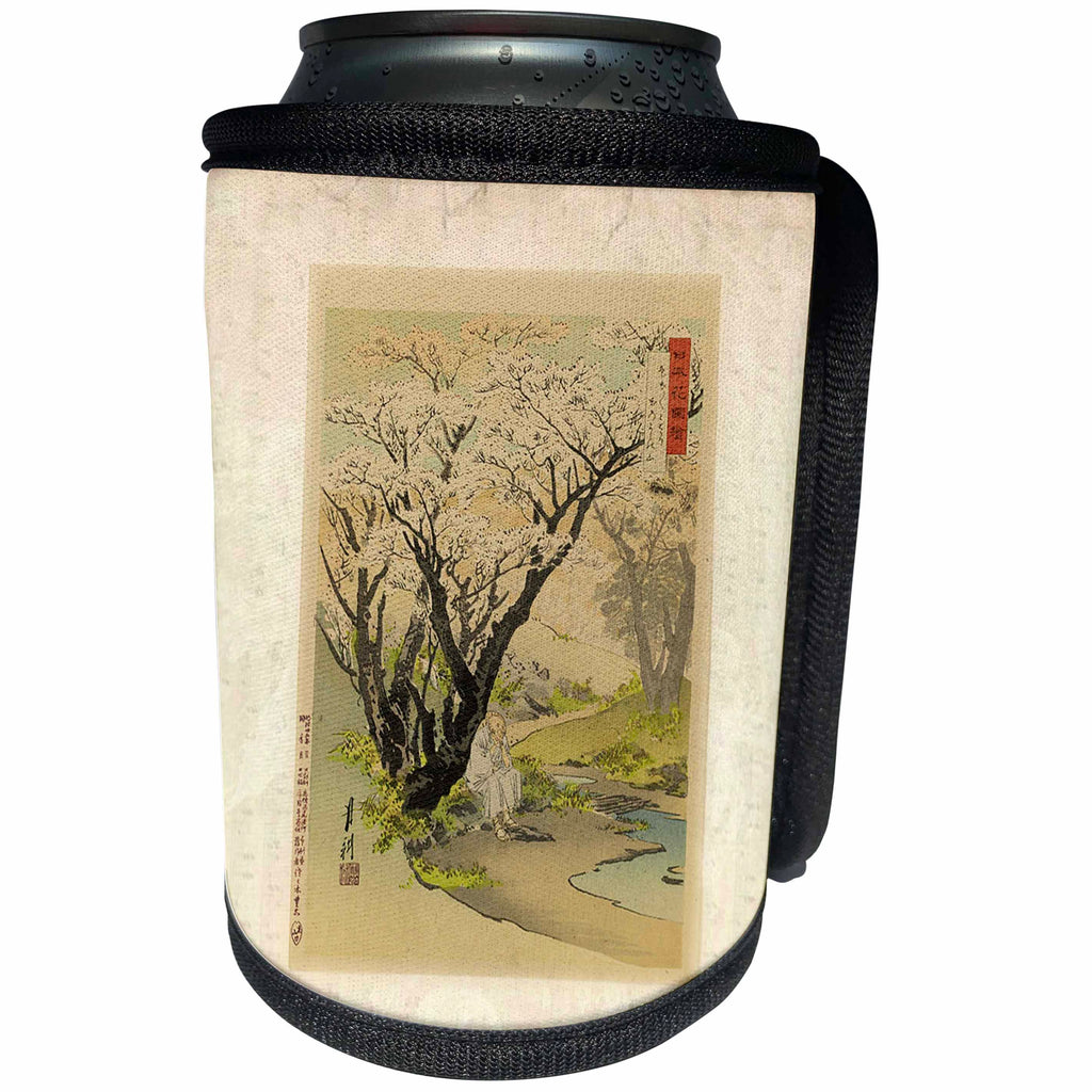 3dRose Asian Art - Image of Japanese Landscape With Man Painting - Can Cooler Bottle Wrap (cc_255496)