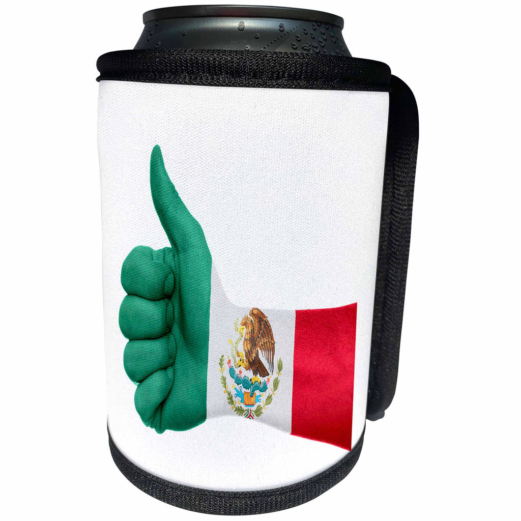 3dRose All Things Mexican - Image of Hand Painted Like Mexican Flag - Can Cooler Bottle Wrap (cc_255500)