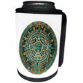 3dRose All Things Mexican - Image of Turquoise And Gold Aztec Calendar - Can Cooler Bottle Wrap (cc_255501)