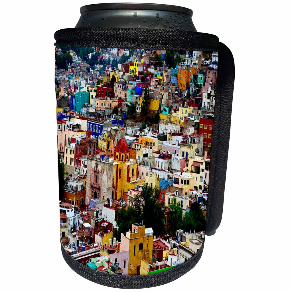 3dRose All Things Mexican - Image of Colorful View Of Guanajuato Mexico - Can Cooler Bottle Wrap (cc_255504)