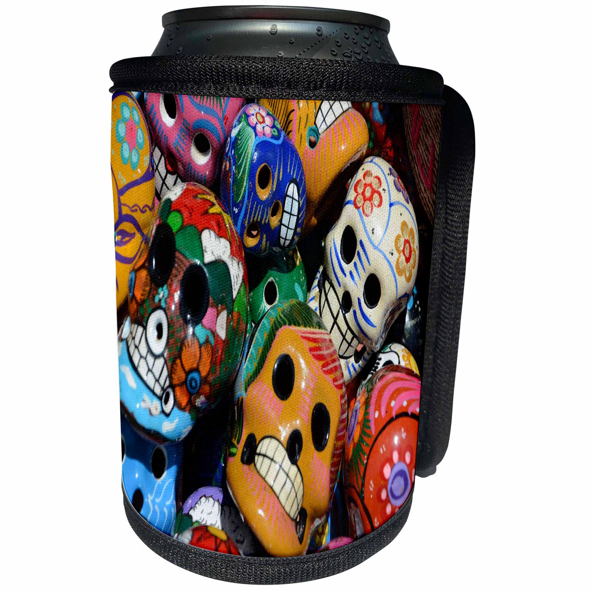 3dRose All Things Mexican - Image of Collection Of Day Of The Dead Skulls - Can Cooler Bottle Wrap (cc_255510)