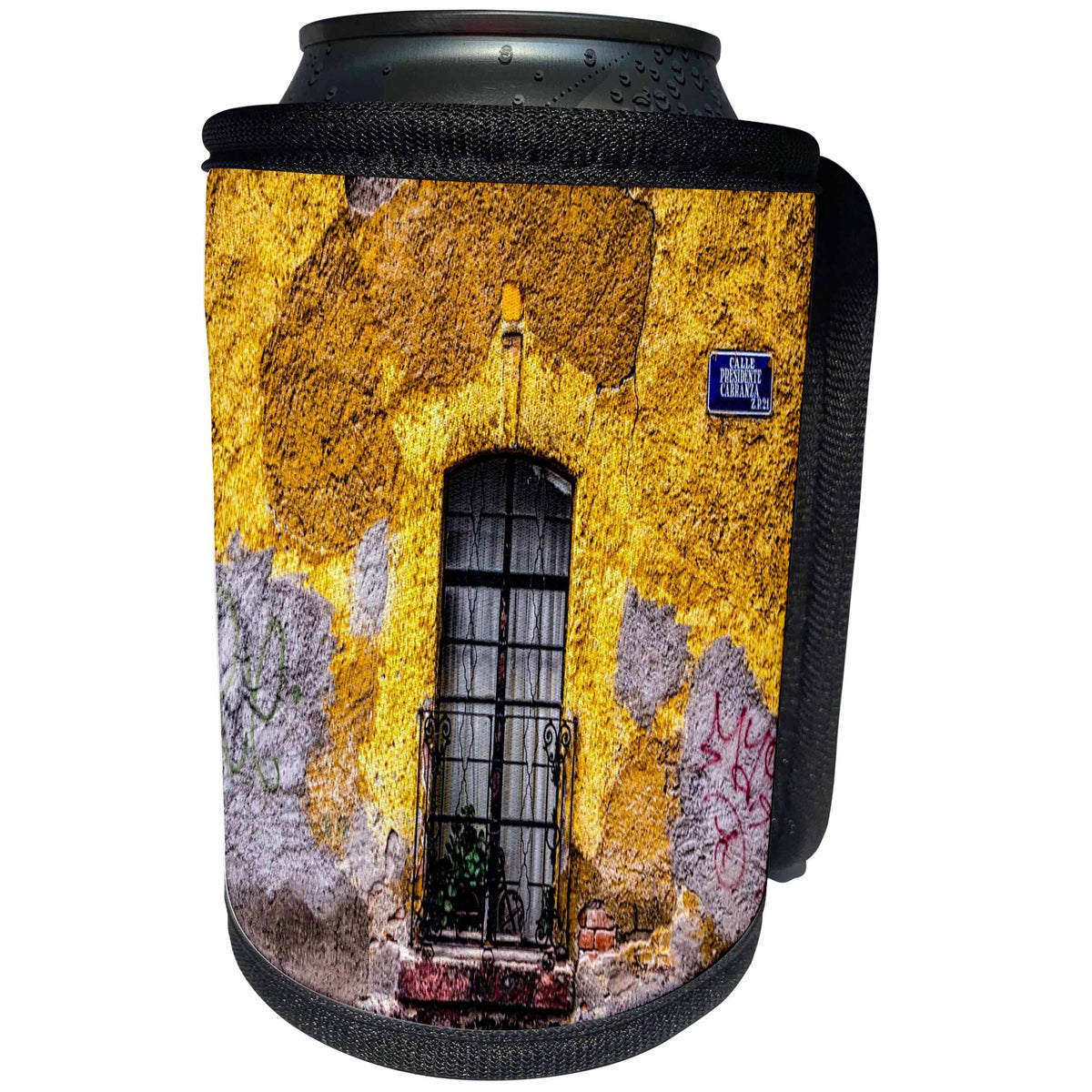 3dRose All Things Mexican - Image of Mexican Adobe With Graffiti - Can Cooler Bottle Wrap (cc_255511)