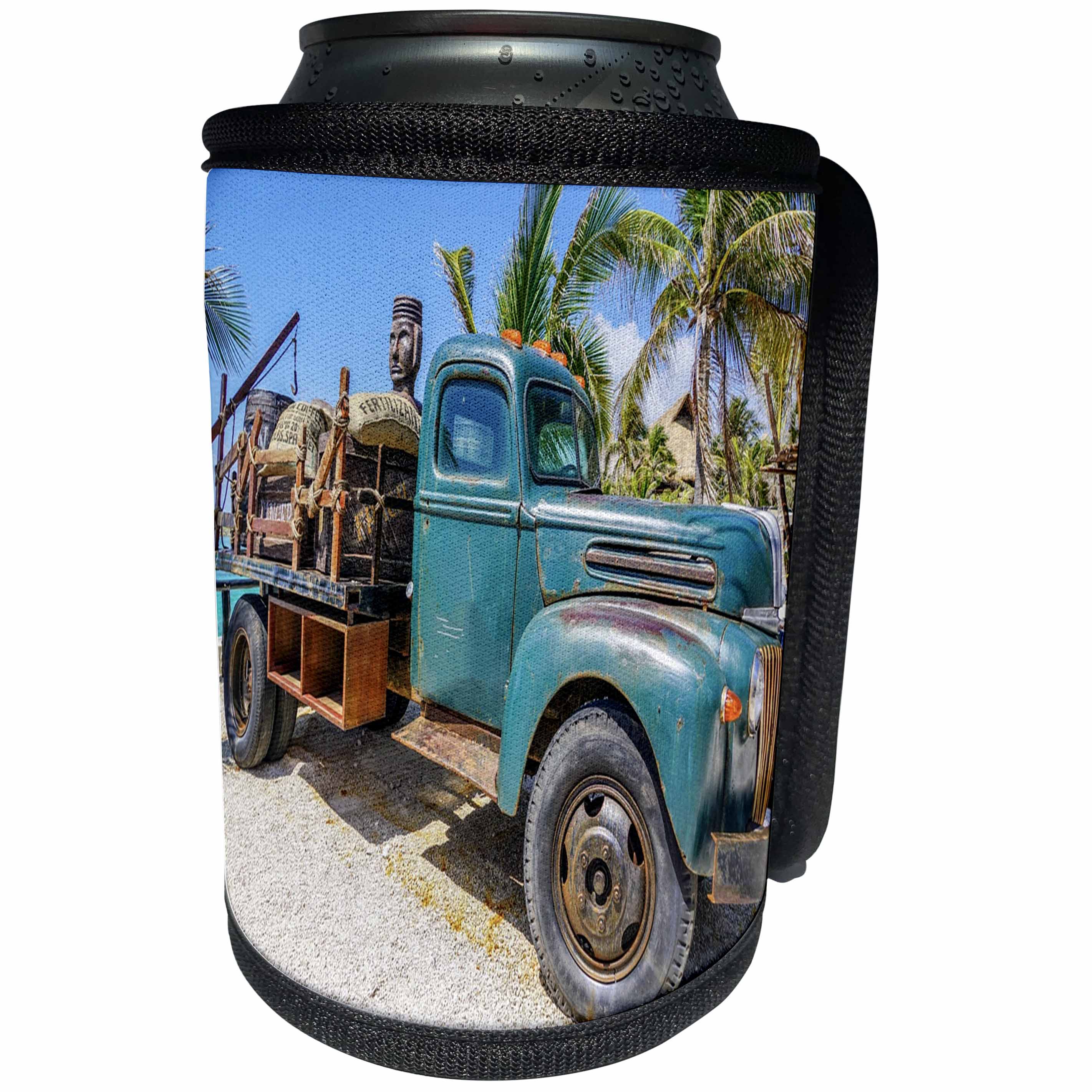 3dRose All Things Mexican - Image of Antique Truck In Cancun - Can Cooler Bottle Wrap (cc_255514)
