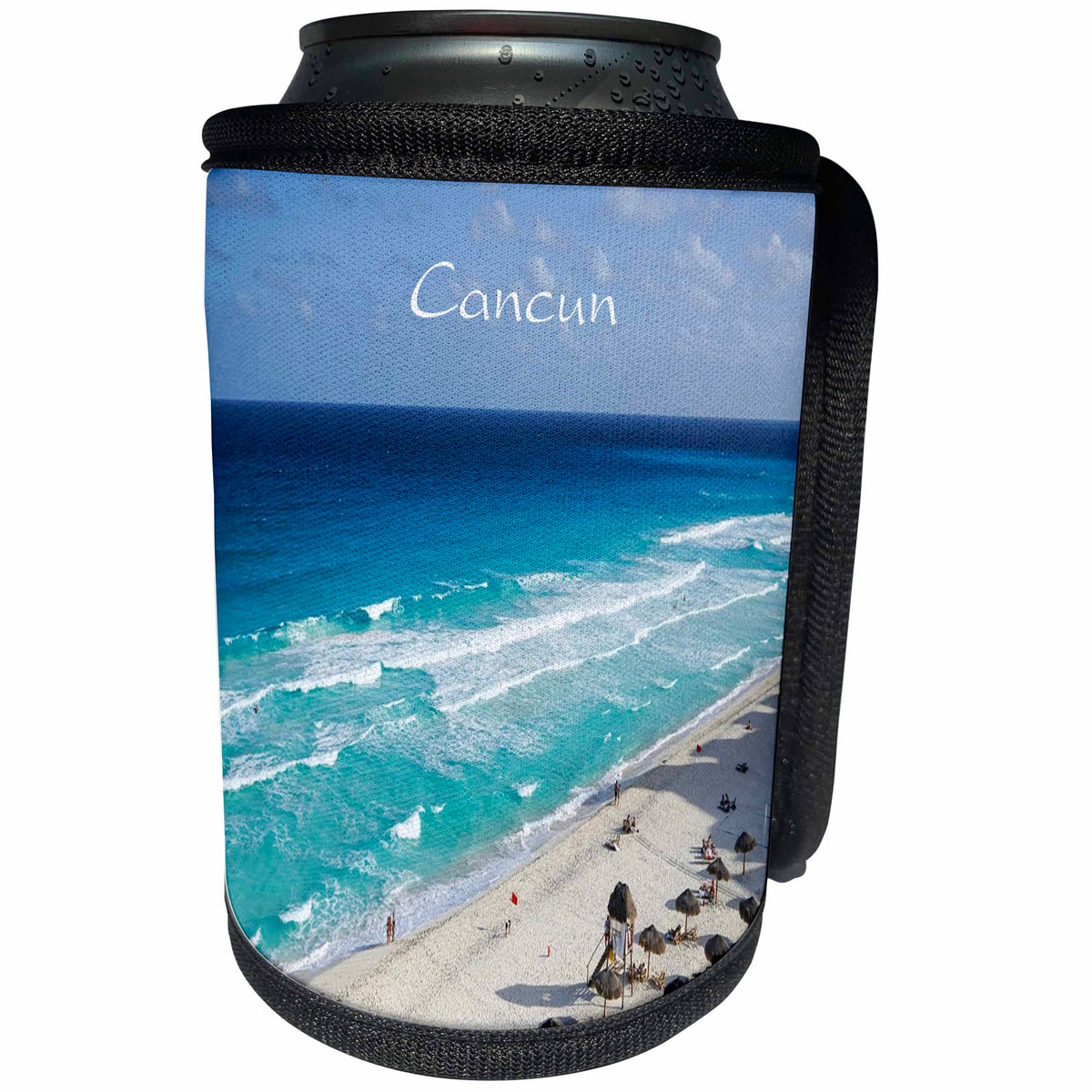 3dRose All Things Mexican - Image of Beach At Cancun Mexico - Can Cooler Bottle Wrap (cc_255515)