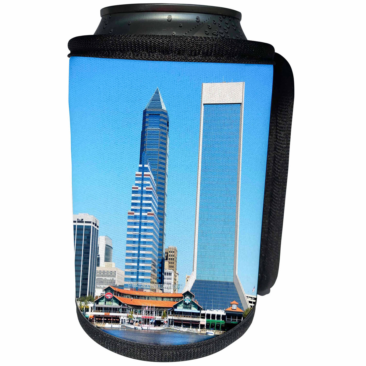 3dRose Florida - Image of Beautiful Downtown Jacksonville - Can Cooler Bottle Wrap (cc_255525)