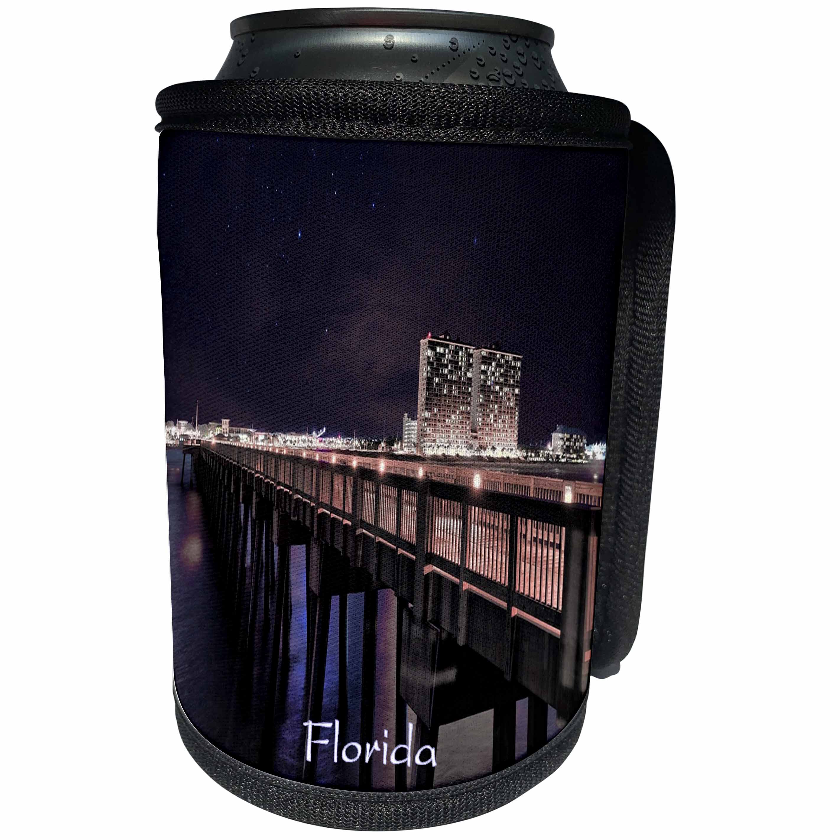 3dRose Florida - Image of Panama City Pier At Night - Can Cooler Bottle Wrap (cc_255530)