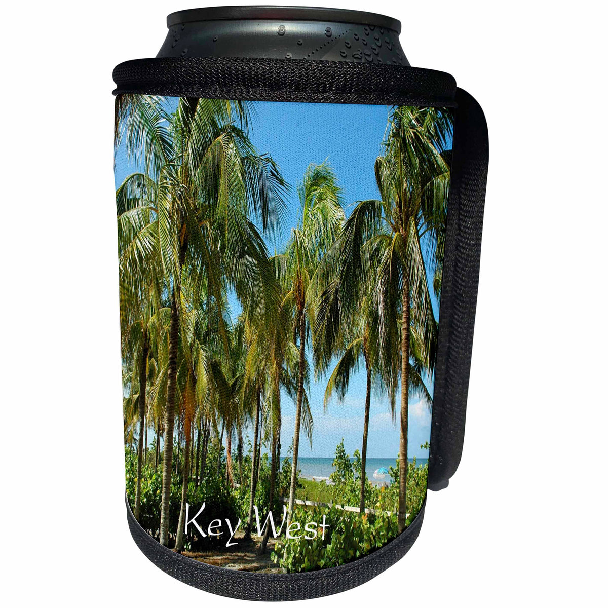 3dRose Florida - Image of Beach On Key West - Can Cooler Bottle Wrap (cc_255538)