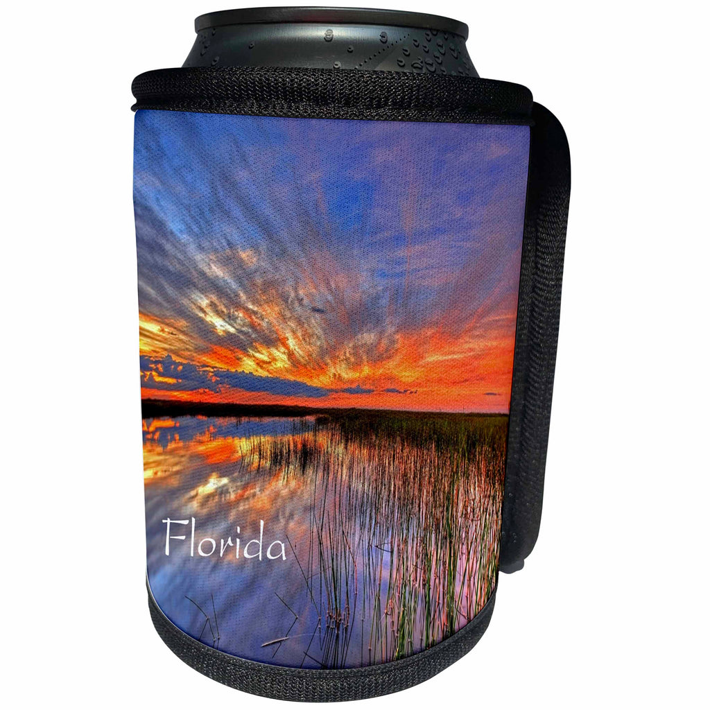 3dRose Florida - Image of Florida Everglades Gorgeous Sunset - Can Cooler Bottle Wrap (cc_255541)
