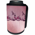 3dRose Uta Naumann Vintage Lace Collection - Purple Floral Luxury Lace on Pink Metal Background - Can Cooler Bottle Wrap (cc_255567)